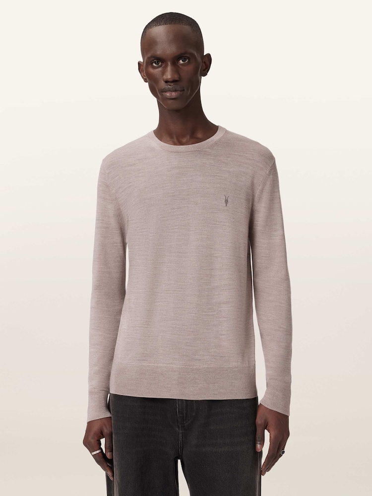 AllSaints Brown Mode Merino Crew Neck Jumper - Image 1 of 5