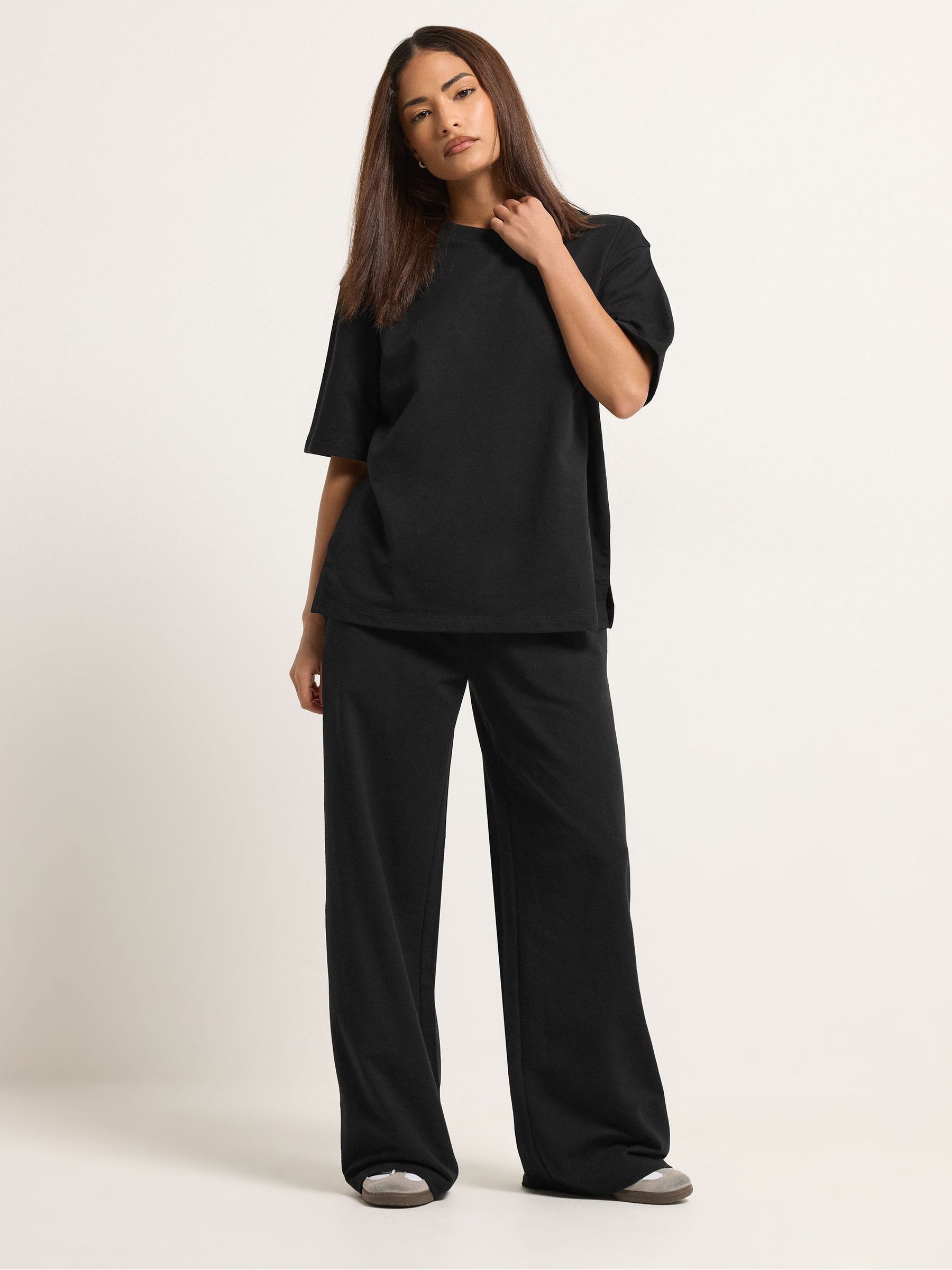 PixieGirl Women's Petite Wide Leg Joggers Pants in Black | Size: 18S - Image 1