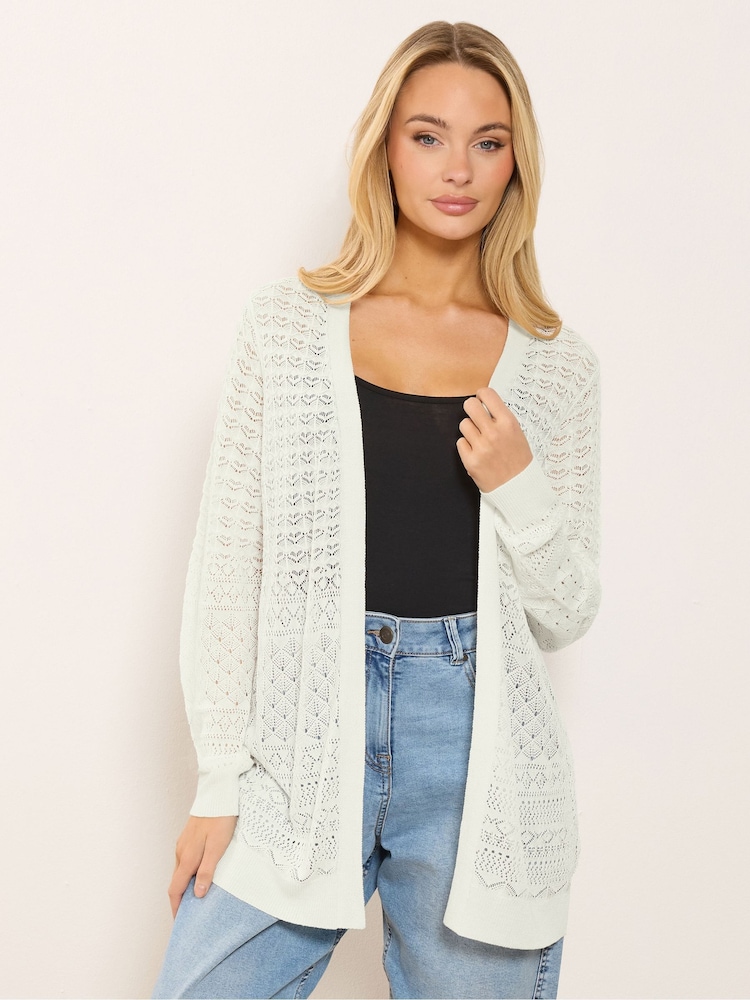 M&Co White Pointelle Edge To Edge Cardigan - Image 1 of 5