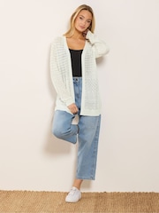 M&Co White Pointelle Edge To Edge Cardigan - Image 2 of 5