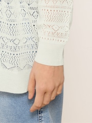 M&Co White Pointelle Edge To Edge Cardigan - Image 4 of 5
