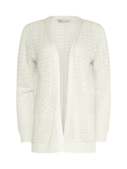 M&Co White Pointelle Edge To Edge Cardigan - Image 5 of 5