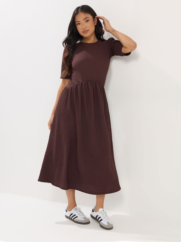 PixieGirl Brown Textured Midi Dress - Image 1 of 5