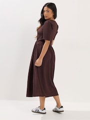 PixieGirl Brown Textured Midi Dress - Image 3 of 5