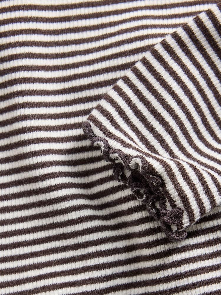 The Set 6 Pack Long Sleeve Cropped Rib Jersey T-Shirts Stripe/Chocolate Brown/Light Brown/Cream - Image 9 of 9 The Set 6 Pack Long Sleeve Cropped Rib Jersey T-Shirts Stripe/Chocolate Brown/Light Brown/Cream - Image 9 of 9