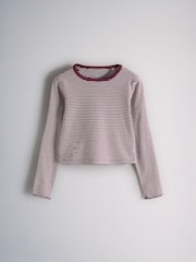 Pink/Burgandy Red/Stripe/Floral Print - The Set 6 Pack T Shirt a maniche lunghe a taglio corto in jersey a coste - Immagine 2 di 9