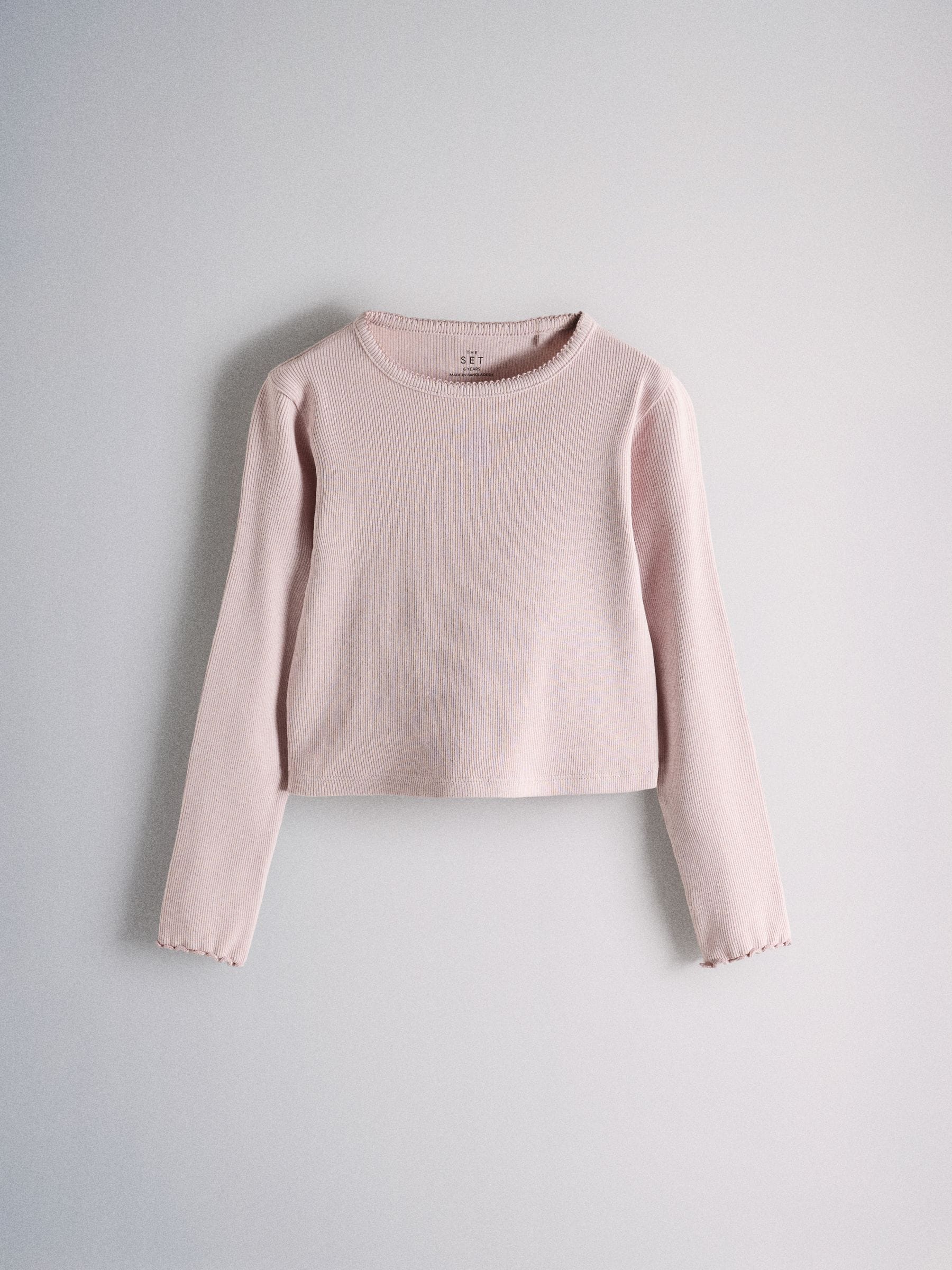 Buy The Set 6 Pack Long Sleeve Cropped Rib Jersey T-Shirts Pink