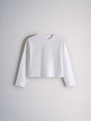 The Set 4 Pack Long Sleeve Seam Detail Cotton T-Shirts White/Grey Marl/Chocolate Brown/Stripe - Image 2 of 7