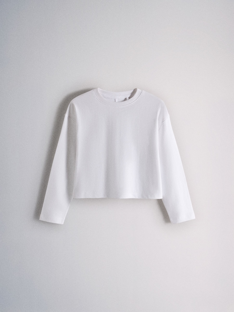 The Set 4 Pack Long Sleeve Seam Detail Cotton T-Shirts White/Grey Marl/Chocolate Brown/Stripe - Image 2 of 7 The Set 4 Pack Long Sleeve Seam Detail Cotton T-Shirts White/Grey Marl/Chocolate Brown/Stripe - Image 2 of 7