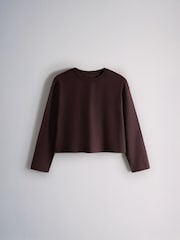 The Set 4 Pack Long Sleeve Seam Detail Cotton T-Shirts White/Grey Marl/Chocolate Brown/Stripe - Image 3 of 7