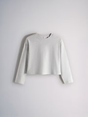 The Set 4 Pack Long Sleeve Seam Detail Cotton T-Shirts White/Grey Marl/Chocolate Brown/Stripe - Image 5 of 7