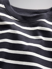 The Set 4 Pack Long Sleeve Seam Detail Cotton T-Shirts White/Grey Marl/Chocolate Brown/Stripe - Image 6 of 7
