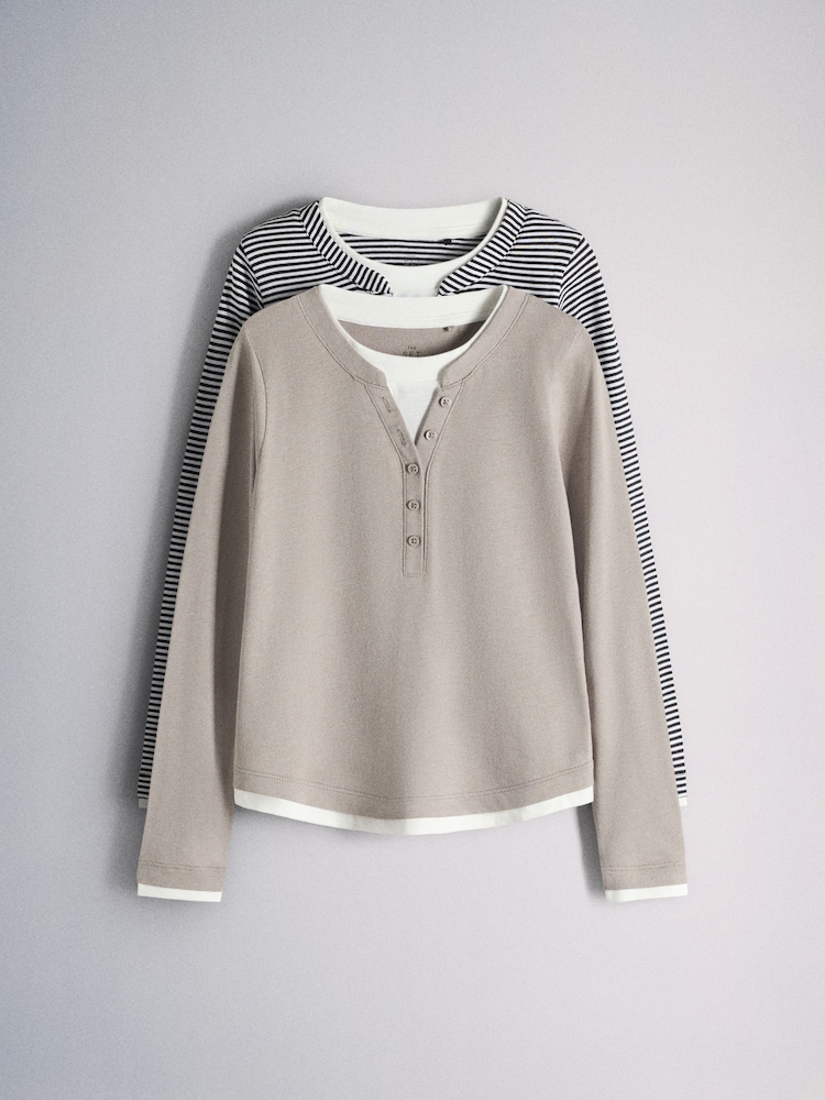 Набор из 2 футболок с длинными рукавами The Set Mock Henley - Изображение 2 10