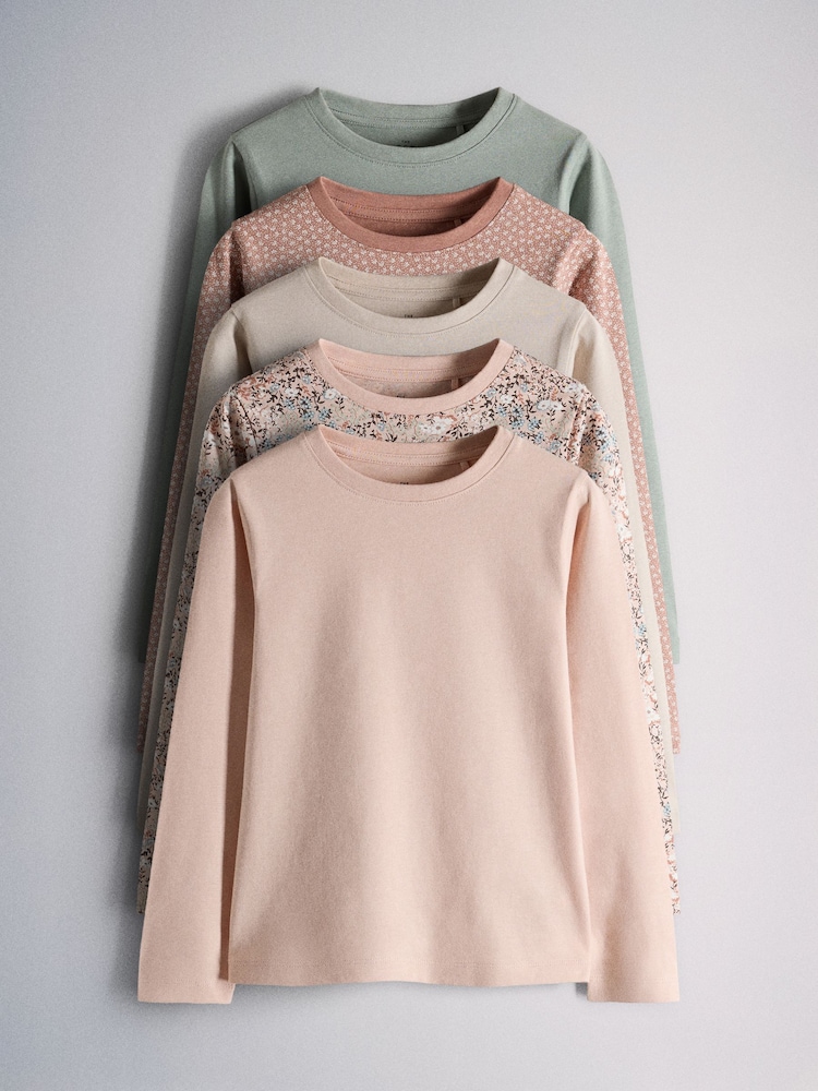 Pink/Green/Cream/Ditsy Print - The Set 5 Pack Rib Jersey T-Shirts - Obraz 1 z 8 Pink/Green/Cream/Ditsy Print - The Set 5 Pack Rib Jersey T-Shirts - Obraz 1 z 8