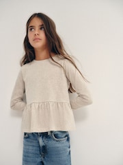 The Set 4 Pack Long Sleeve Peplum Jersey T-Shirts Cream/Brown/Black - Image 1 of 11