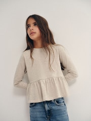 The Set 4 Pack Long Sleeve Peplum Jersey T-Shirts Cream/Brown/Black - Image 4 of 11
