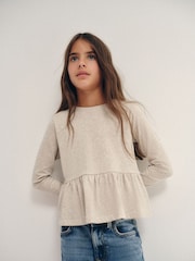 The Set 4 Pack Long Sleeve Peplum Jersey T-Shirts Cream/Brown/Black - Image 5 of 11
