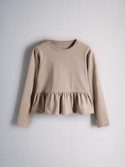 The Set 4 Pack Long Sleeve Peplum Jersey T-Shirts Cream/Brown/Black - Image 8 of 11