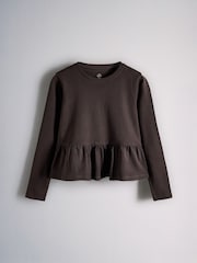 The Set 4 Pack Long Sleeve Peplum Jersey T-Shirts Cream/Brown/Black - Image 9 of 11