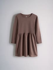The Set 3 Pack Long Sleeve Jersey Skater Dress Chocolate Brown Animal Print/Neutral Stripe - Image 10 of 12