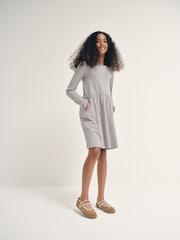 The Set 3 Pack Long Sleeve Jersey Skater Dress Chocolate Brown Animal Print/Neutral Stripe - Image 3 of 12