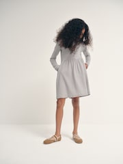 The Set 3 Pack Long Sleeve Jersey Skater Dress Chocolate Brown Animal Print/Neutral Stripe - Image 7 of 12