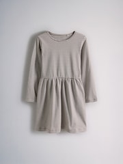 The Set 3 Pack Long Sleeve Jersey Skater Dress Chocolate Brown Animal Print/Neutral Stripe - Image 9 of 12