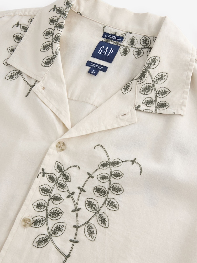 Gap Cream Linen-Cotton Relaxed Straight-Hem Shirt - Image 4 of 4