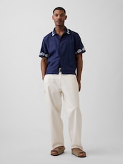 Gap Blue Linen-Cotton Relaxed Straight-Hem Shirt - Image 3 of 4