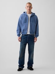 Gap Blue VintageSoft Oversized Logo Zip Hoodie - Image 3 of 4