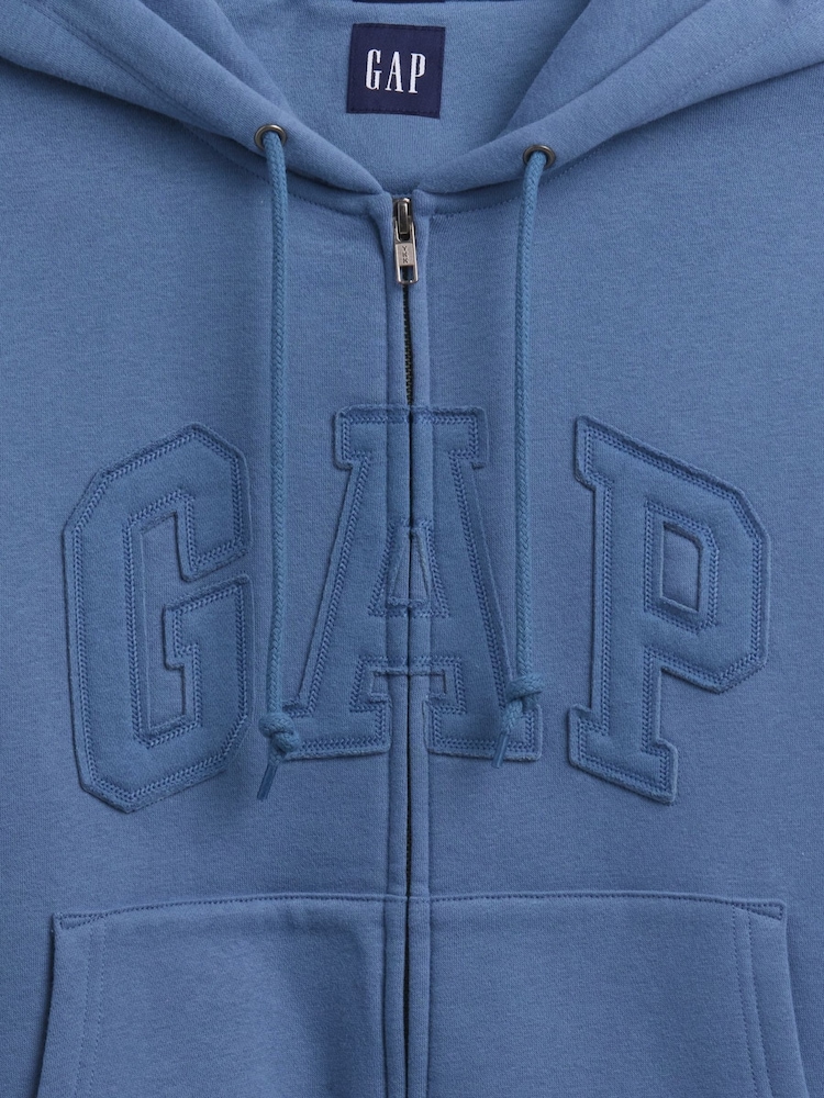 Gap Blue VintageSoft Oversized Logo Zip Hoodie - Image 4 of 4