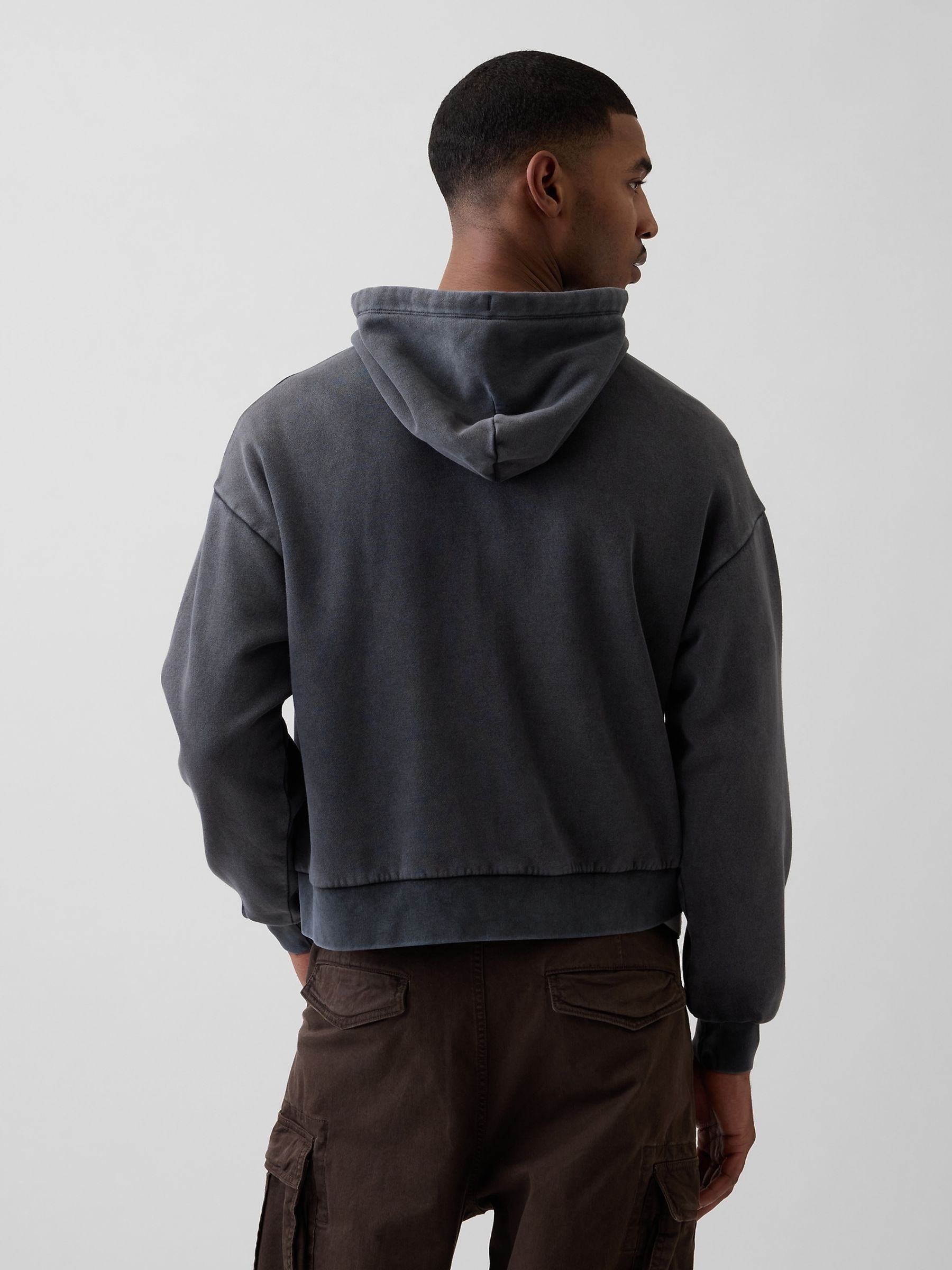 Buy Gap Black VintageSoft Oversized Logo Zip Hoodie from the Next