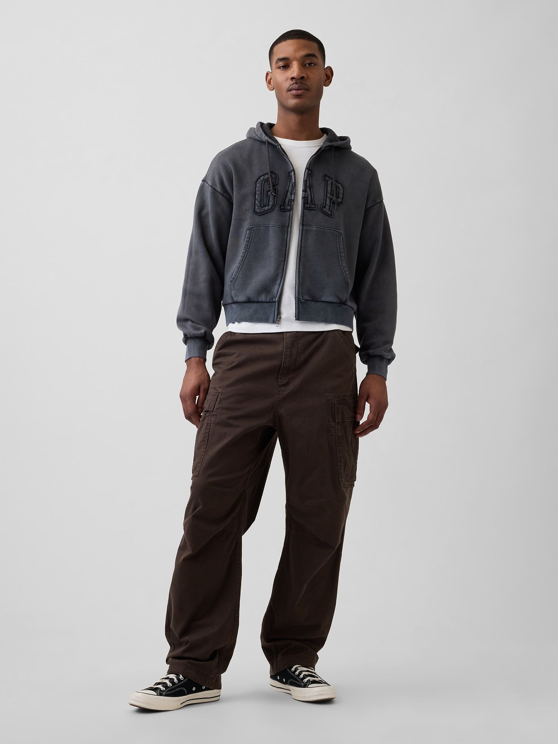 Buy Gap Black VintageSoft Oversized Logo Zip Hoodie from the Next