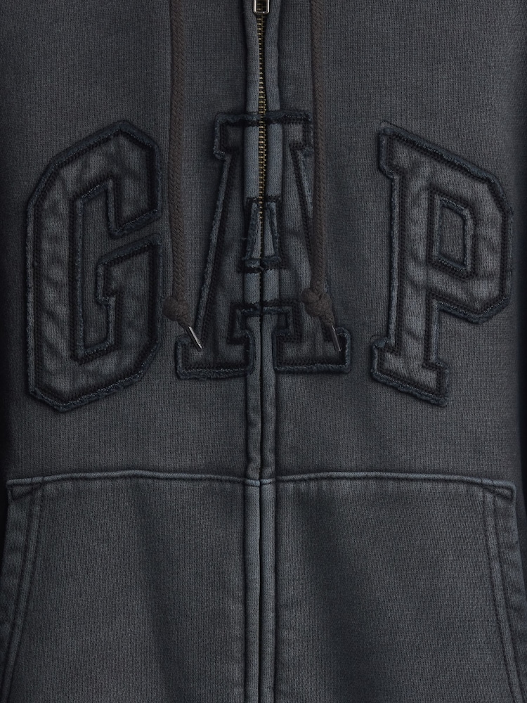 Gap Black VintageSoft Oversized Logo Zip Hoodie - Image 4 of 4