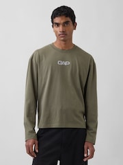Gap Green Relaxed Logo Boxy Long Sleeve T-Shirt - Image 1 of 4