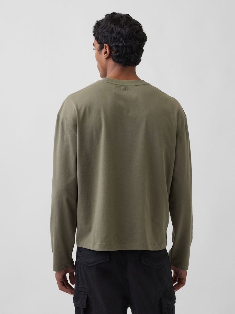 Gap Green Relaxed Logo Boxy Long Sleeve T-Shirt - Image 2 of 4