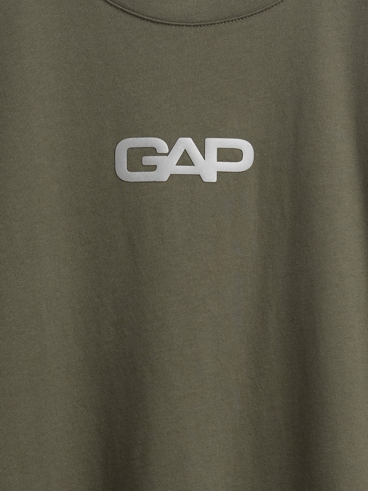 Gap Green Relaxed Logo Boxy Long Sleeve T-Shirt - Image 4 of 4