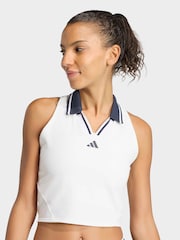 adidas White Tennis Crop Vest Pro Tank Top - Image 4 of 7