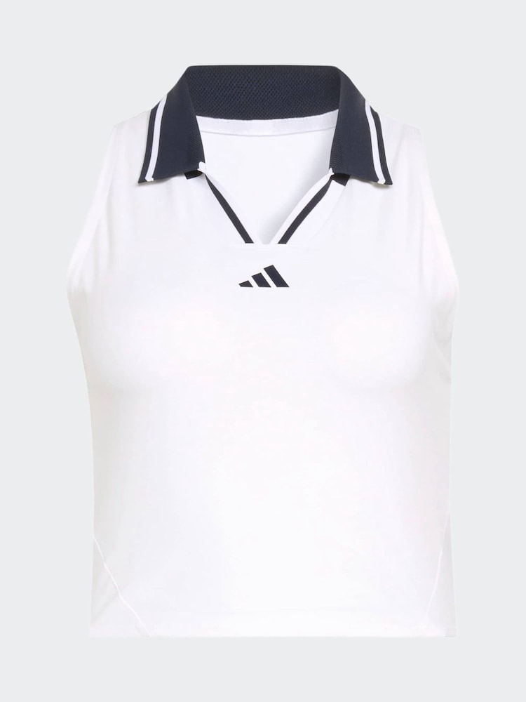 adidas White Tennis Crop Vest Pro Tank Top - Image 7 of 7