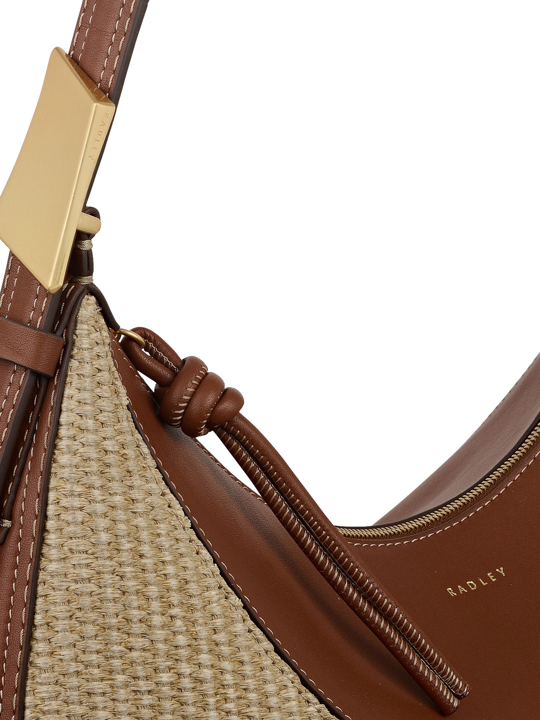 Buy Radley Brown Raffia Bliss Crescent Large Shoulder Bag from