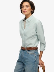 Superdry Green Slim Oxford Button Down Long Sleeve Shirt - Image 2 of 9