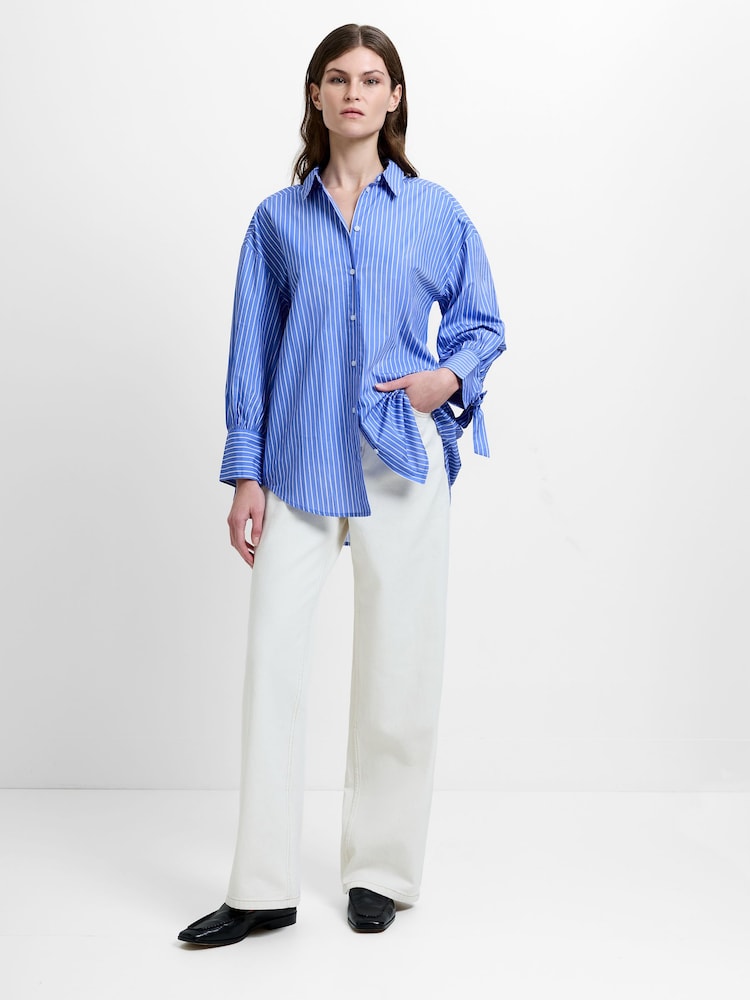 French Connection Cambria Cotton Striped Back Bow Shirt - Imagen 1 de 5