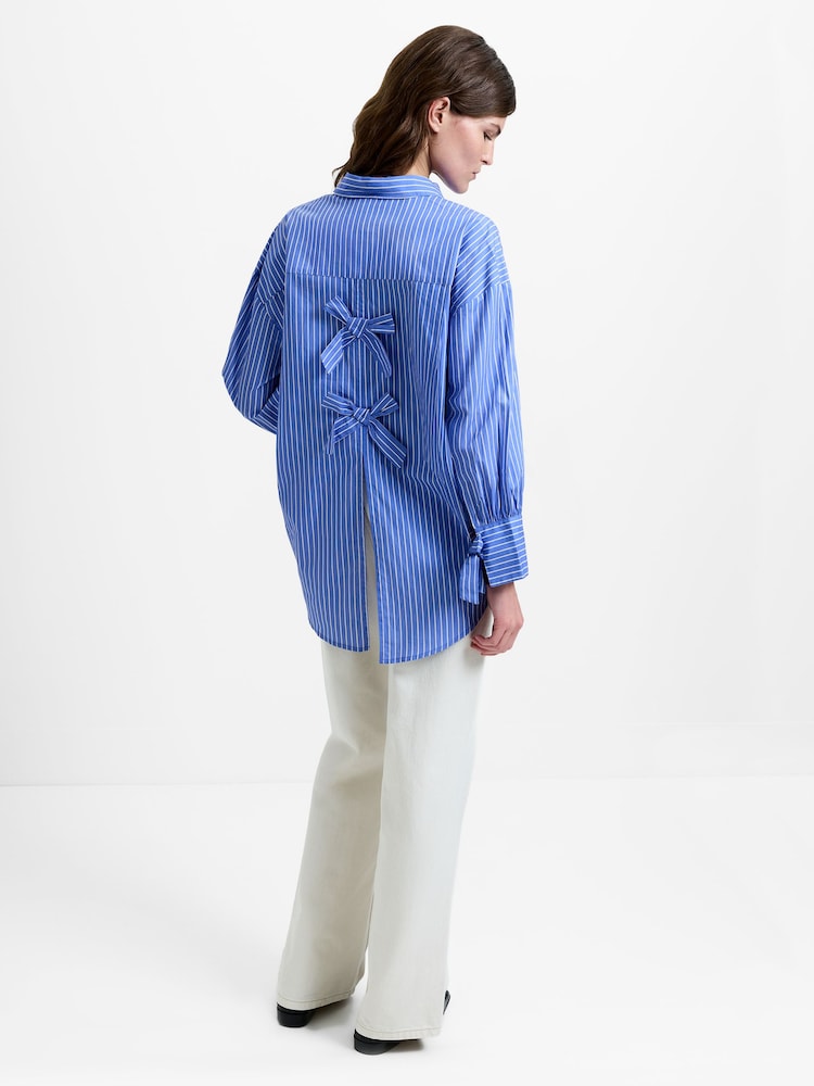 French Connection Cambria Cotton Striped Back Bow Shirt - Imagen 2 de 5