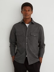 Reiss Charcoal Grey Mcshane Twin-Pocket Button-Through Overshirt - Image 1 of 6