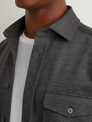 Reiss Charcoal Grey Mcshane Twin-Pocket Button-Through Overshirt - Image 3 of 6