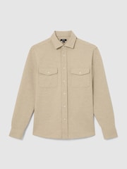 Reiss Oatmeal Mcshane Twin-Pocket Button-Through Overshirt - Image 2 of 6