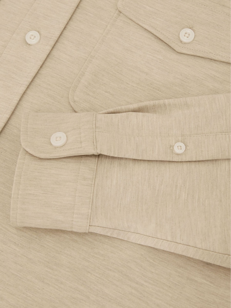 Reiss Oatmeal Mcshane Twin-Pocket Button-Through Overshirt - Image 6 of 6