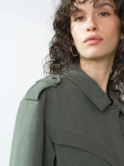 French Connection Green Larissa Faux Suede Bomber Jacket - Image 5 of 8