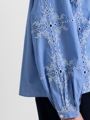 French Connection Blue Grayson Peter Pan Collar Top - Image 5 of 6