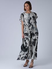 Religion Black Ara Maxi Occasion Dress With Ruffle Sleeves And Lace Trim - Image 3 of 5